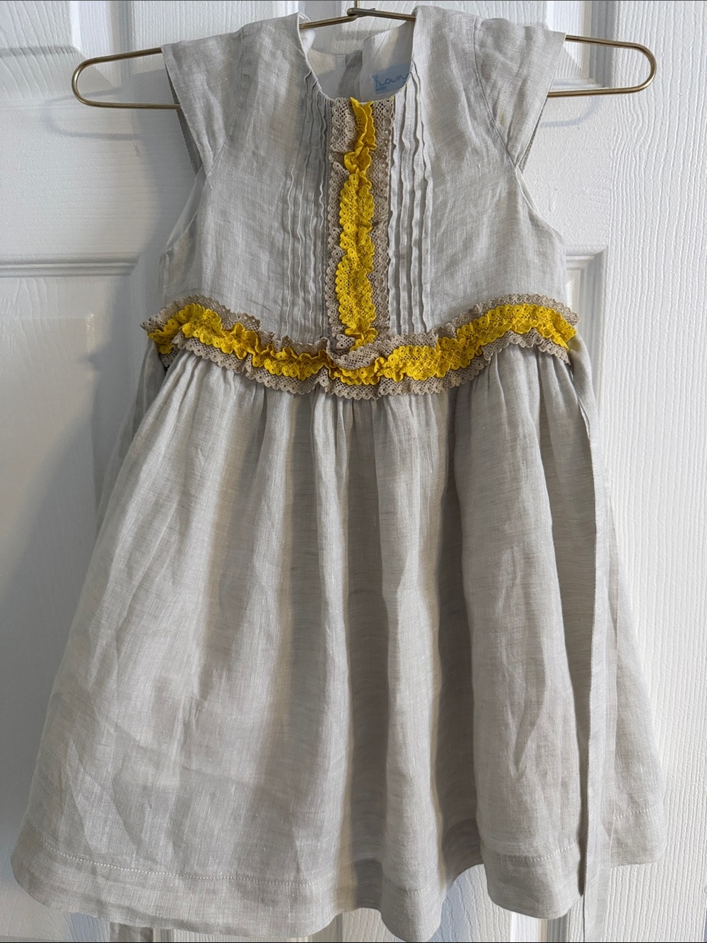 Kancy Madrid Linen Ruffle Toddler Dress